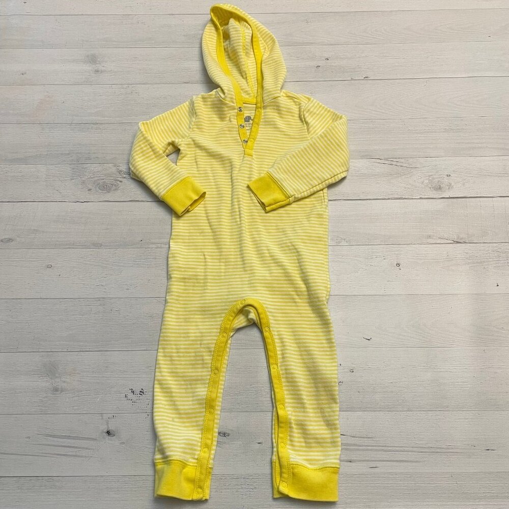 Primary baby yellow striped hooded romper 18/24‎ months